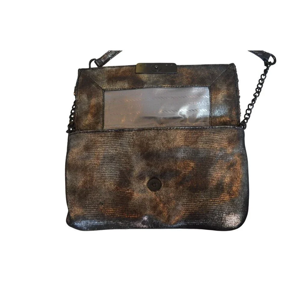 Simply Vera Vera Wang Black Metallic Sequin Evening Clutch Shoulder Bag Purse